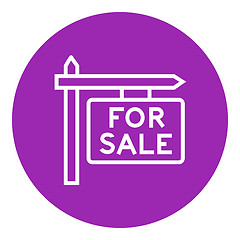 Image showing For sale signboard line icon.