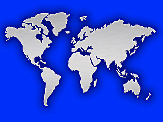 Image showing silver and blue map of the world