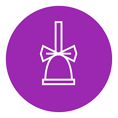 Image showing School bell with ribbon line icon.