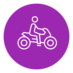 Image showing Man riding motorcycle line icon.