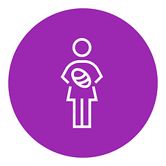 Image showing Woman holding baby line icon.