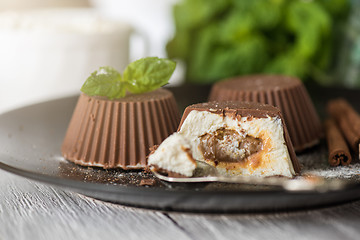 Image showing dessert from cream and chocolate