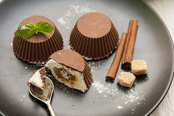 Image showing dessert from cream and chocolate