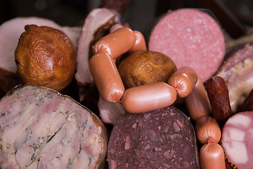 Image showing Variety of sausage products