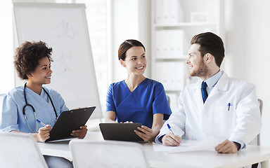 Image showing group of happy doctors meeting at hospital office