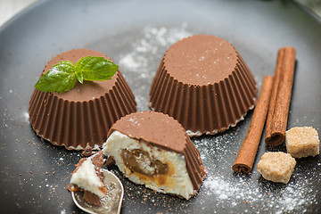 Image showing dessert from cream and chocolate