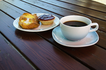 Image showing Coffee with pastry