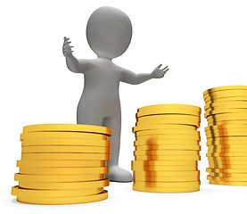 Image showing Savings Character Shows Man Finances And Cash 3d Rendering