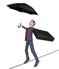 Image showing Businessman Balancing Shows Tightrope Walker And Balanced 3d Ren