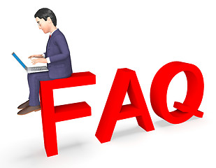 Image showing Character Faq Shows Frequently Asked Questions And Advice 3d Ren