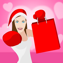 Image showing Woman Christmas Shopping Represents Retail Sales And Store