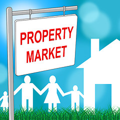 Image showing Property Market Sign Indicates For Sale And Apartment