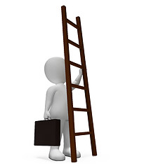 Image showing Ladder Character Means Hard Times And Advance 3d Rendering