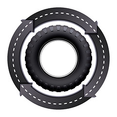 Image showing Circles Arrow Road And Car tire