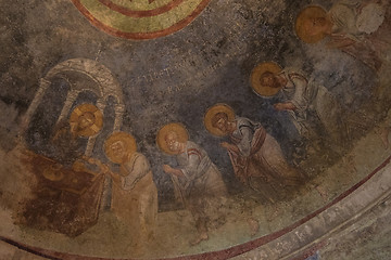 Image showing Fresco in the Church of St. Nicholas in Demre, Turkey