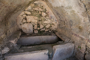 Image showing sarcophagus in St. Nicholas church in Demre, Turkey