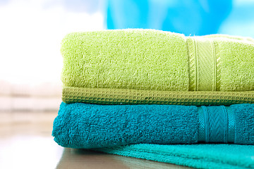 Image showing stack of colorful towels