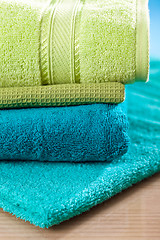 Image showing stack of colorful towels