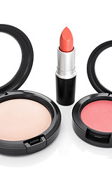 Image showing Lipstick, blush and face powder