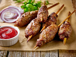 Image showing grilled minced meat skewers