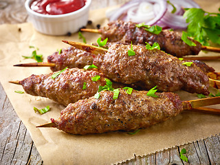 Image showing grilled minced meat skewers