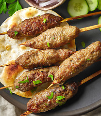 Image showing grilled minced meat skewers