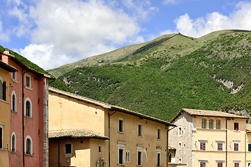 Image showing Houses and green hills in Italy