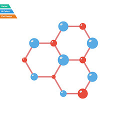Image showing Flat design icon of chemistry hexa connection