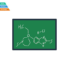 Image showing Flat design icon of chemistry formula on classroom blackboard