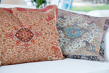 Image showing pillows with a Arabic pattern