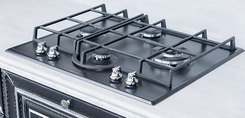 Image showing New and modern shining metal gas cooker