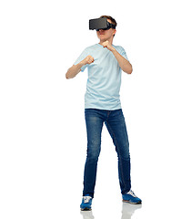 Image showing man in virtual reality headset or 3d glasses