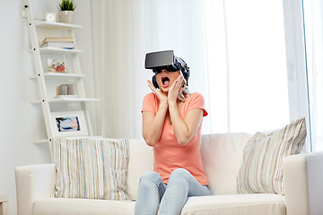 Image showing woman in virtual reality headset or 3d glasses