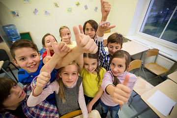 Image showing group of school kids showing thumbs up