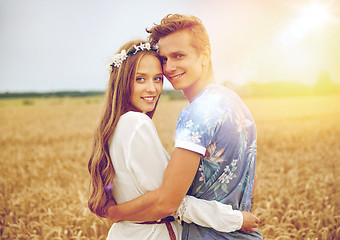 Image showing happy smiling young hippie couple outdoors