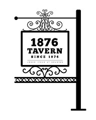 Image showing Tavern sign, metal frame with curly elements.