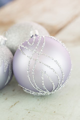 Image showing Decorated silver Christmas baubles