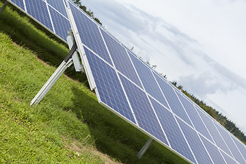 Image showing Field with blue siliciom solar cells alternative energy