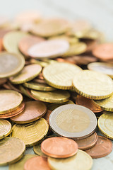 Image showing Heap of assorted Euro coins