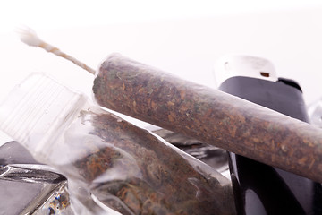 Image showing Close up of marijuana and smoking paraphernalia