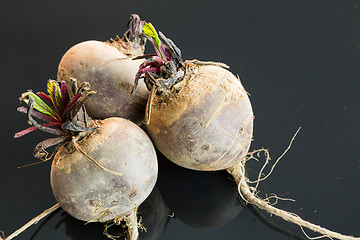 Image showing Three farm fresh raw beetroot