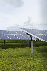 Image showing Field with blue siliciom solar cells alternative energy