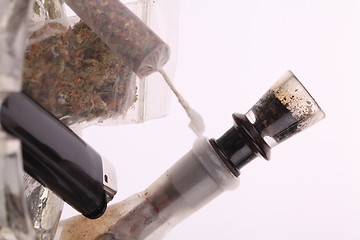 Image showing Close up of marijuana and smoking paraphernalia