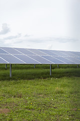 Image showing Field with blue siliciom solar cells alternative energy