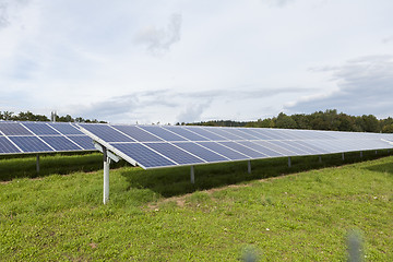 Image showing Field with blue siliciom solar cells alternative energy