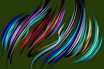 Image showing Fractal image: glowing colored stripes and lines.