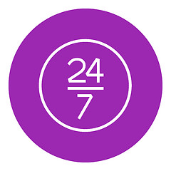 Image showing Open 24 hours and 7 days in wheek sign line icon.