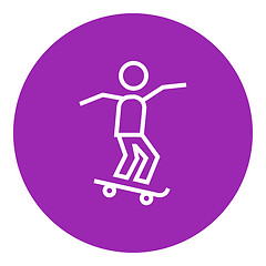 Image showing Man riding on skateboard  line icon.