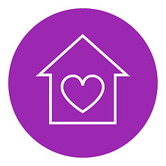 Image showing House with heart symbol line icon.