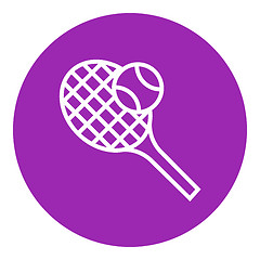 Image showing Tennis racket and ball line icon.